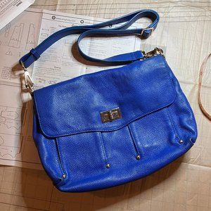 Genuine leather royal blue convertible crossbody purse